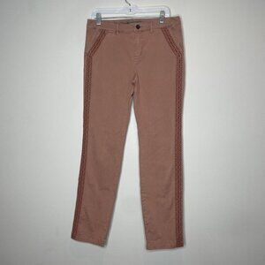 Garnet Hill Dusty Pink Embroidered Chino Pants Size 8